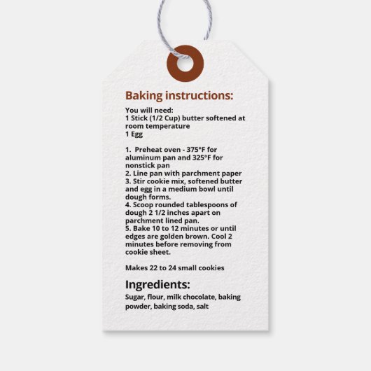 Chocolade Chip Cookies Jar Mix Gift Labels Cadeaulabel (Achterkant)