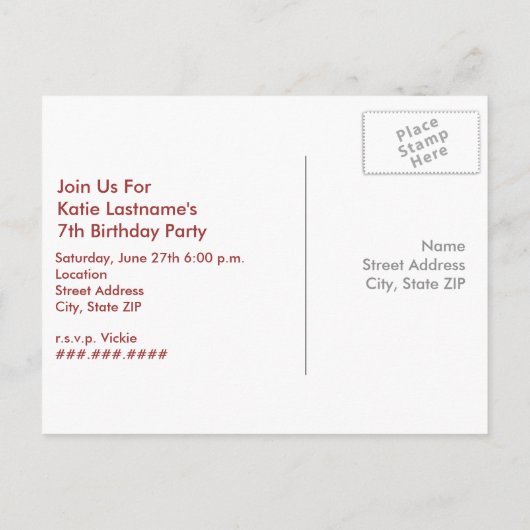 Chocolade Chip Cookies + Melk Verjaardagsfeest Uitnodiging Briefkaart (Achterkant)