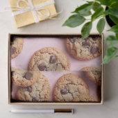 Chocolade Chip Cookies Patroon op Roze Decoupage Tissuepapier (Geschenk)
