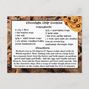Chocolade Chip Cookies Recept Kaart Briefkaart