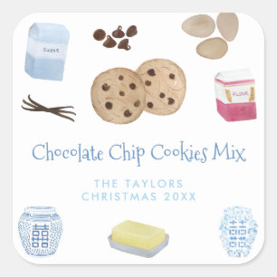 Chocolade Chip Cookies Recept Mix DIY Gift Vierkante Sticker