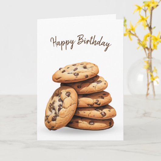 Chocolade Chip Cookies Verjaardag Kaart (Gele Bloem)