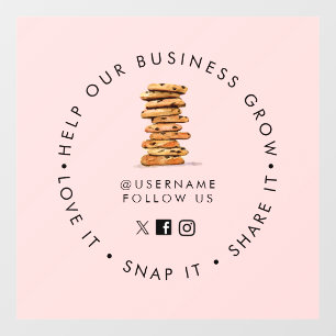 Chocolade Chip koekje Bakkerij Sociale media volge Raamsticker