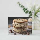 chocolade chip koekje ijs sandwich briefkaart (Staand voorkant)