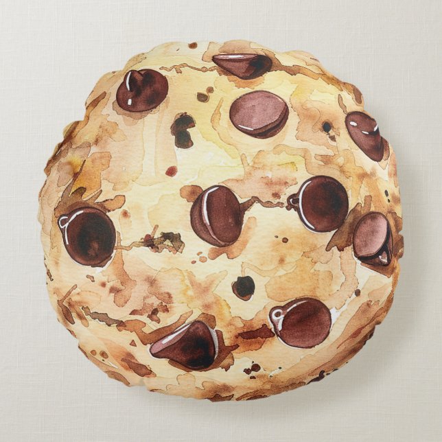 Chocolade Chip Koekje Rond Kussen (Voorkant)