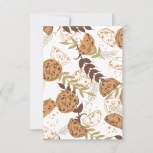 chocolade chip koekjes patroon wit bedankkaart