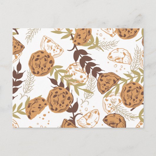 chocolade chip koekjes patroon wit briefkaart (Voorkant)
