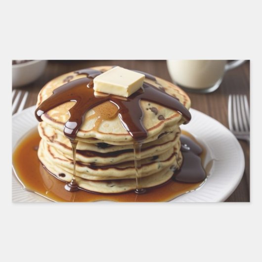 Chocolade Chip Pannenkoeken Rechthoekige Sticker (Voorkant)