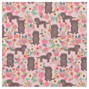 Chocolade cockapoo-honden  floralen roze stof