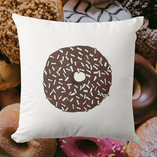 Chocolade Coconut Donut Doughnut Breakfast Food Kussen (Coconut donut pillow)