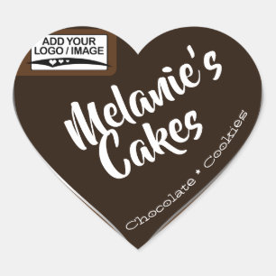 Chocolade Cookies Cake Packaging Logo Sjabloon Hart Sticker