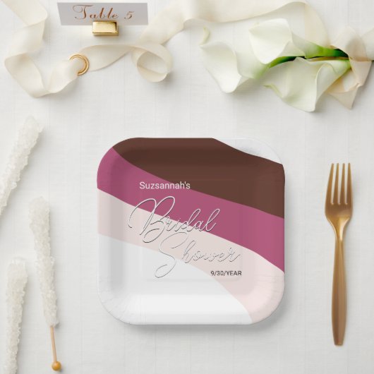 Chocolade Cream Raspberry Streams Aangepast Papieren Bordje (Huwelijk)