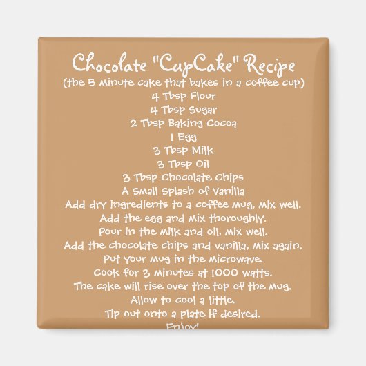 Chocolade "Cup Cake" in een Mok recept - Magnet Magneet (Voorkant)