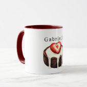 Chocolade Cupcake Aardbei Hart Mok (Voorkant links)