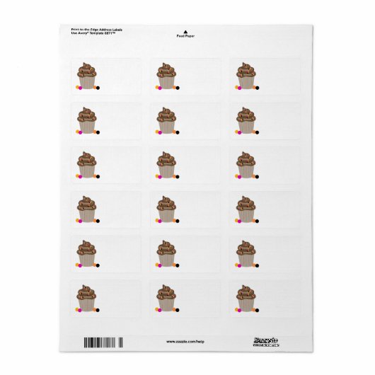 Chocolade Cupcake Etiket (Full Sheet)