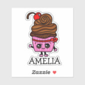 Chocolade Cupcake Etiket op persoonlijke naam Sticker (Vel)