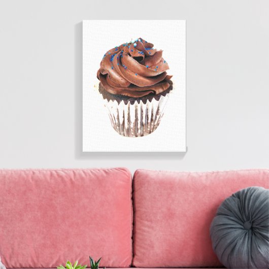 Chocolade Cupcake handgetekend potlood Crayon Artw Canvas Afdruk (Insitu (Woonkamer))
