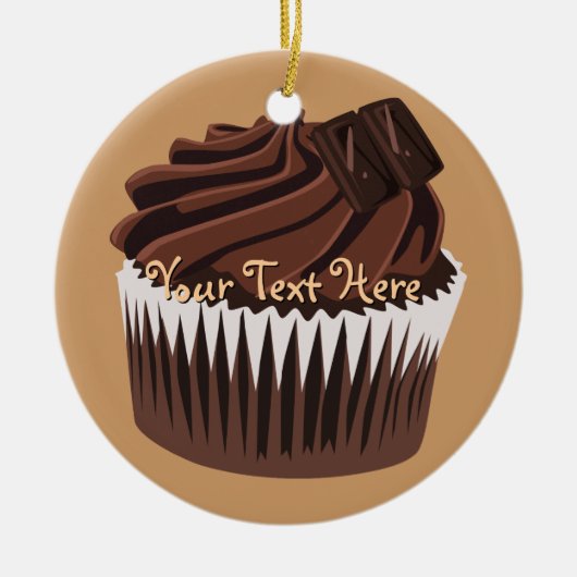 Chocolade Cupcake Keramisch Ornament (Voorkant)
