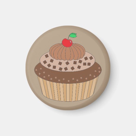 Chocolade Cupcake met Cherry op top Magneet (Voorkant)