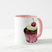 Chocolade Cupcake met een Cherry op top-Mok Mok (Voorkant rechts)