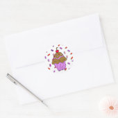 Chocolade Cupcake met Snoep Sprinkles Ronde Sticker (Envelop)