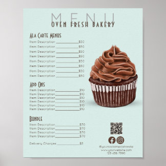 Chocolade Cupcake Mint Menu Bakkerij Prijslijst Poster