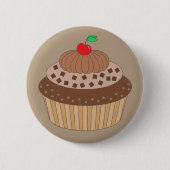 Chocolade Cupcake Ronde Button 5,7 Cm (Voorkant)