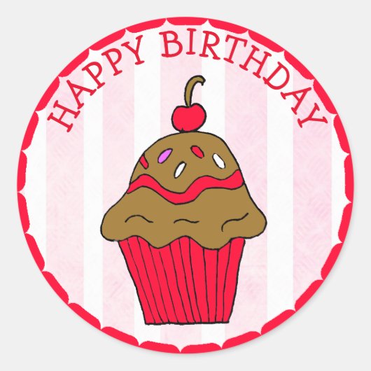 Chocolade Cupcake Ronde Sticker (Voorkant)