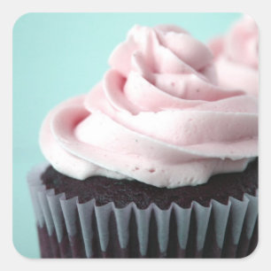 Chocolade Cupcake Roze Vanille Frosting Vierkante Sticker