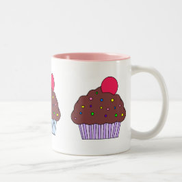 Chocolade CupCake Tweekleurige Koffiemok