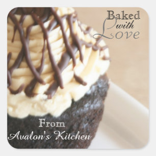 Chocolade Cupcake Vierkante Bakken Stickers