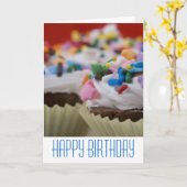 Chocolade Cupcakes met Icing en Sprinkles Kaart (Gele Bloem)