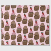 Chocolade Cupcakes op roze cadeau Cadeaupapier (Vlak)