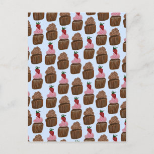 Chocolade Cupcakes Patroon Gelukkig Verjaardag Briefkaart