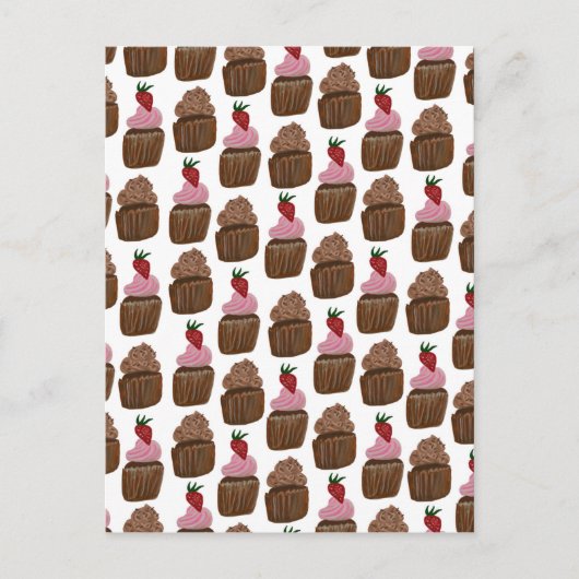 Chocolade Cupcakes Patroon Gelukkige Verjaardag Briefkaart (Voorkant)