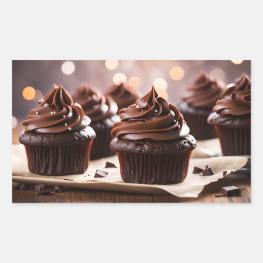 Chocolade Cupcakes Rechthoekige Sticker (Voorkant)