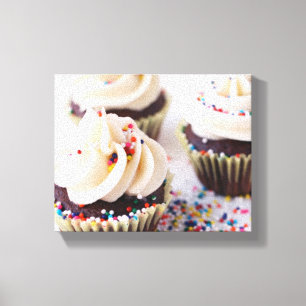 Chocolade Cupcakes Sprinkles Vanille Frosting Canvas Afdruk