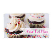 Chocolade Cupcakes Sprinkles Vanille Frosting Etiket (Voorkant)