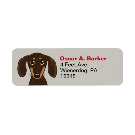 Chocolade Dachshund Hond Retouradres Labels (Voorkant)