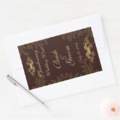 Chocolade Damask 2 Trouwwijn Label Sticker (Envelop)