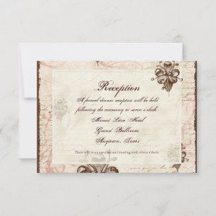 Chocolade Damask Swirl Wedding Response RSVP-kaart Kaart