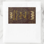 Chocolade Damask Wedding Wine Label Sticker (Tas)