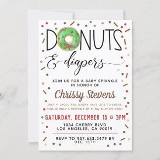 Chocolade Donut Baby Sprinkle Shower - Uitnodiging