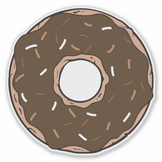 Chocolade Donut, Doughnut, Icing, Glaze, Sprinkles Sticker (Voorkant)
