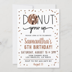 Chocolade Donut Groeit Birthday Invitation Kaart