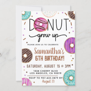 Chocolade Donut Groeit Birthday Invitation Kaart