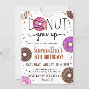 Chocolade Donut Groeit Birthday Invitation Kaart