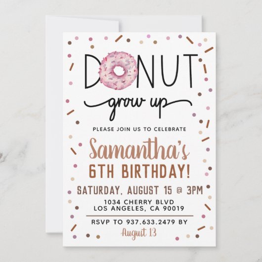Chocolade Donut Groeit Birthday Invitation Kaart (Voorkant)