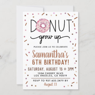 Chocolade Donut Groeit Birthday Invitation Kaart