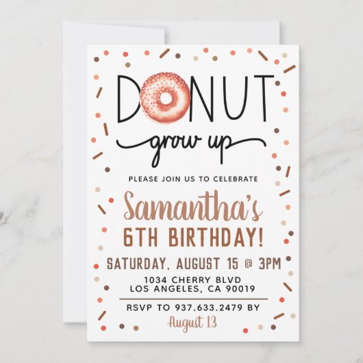 Chocolade Donut Groeit Birthday Invitation Kaart (Voorkant)